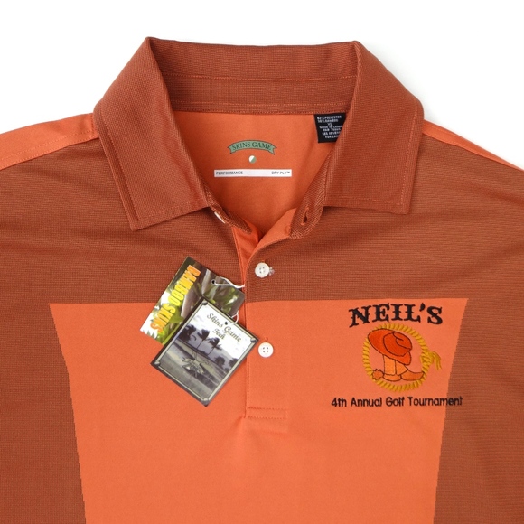 SKINS GAME men's golf polo shirt orange XL NEW - Picture 7 of 7